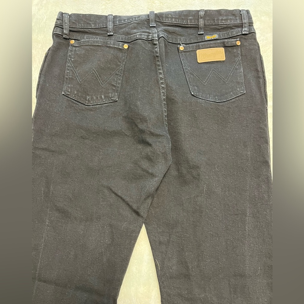 Men’s Black Wrangler Jeans 36”x34” Cowboy Western Rodeo stretch Logo Style A001 - Picture 6 of 12